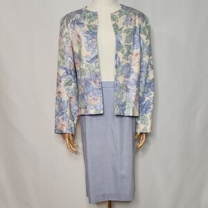 Margaret Smith Floral Print Skirt Set Grandmacore Size 16